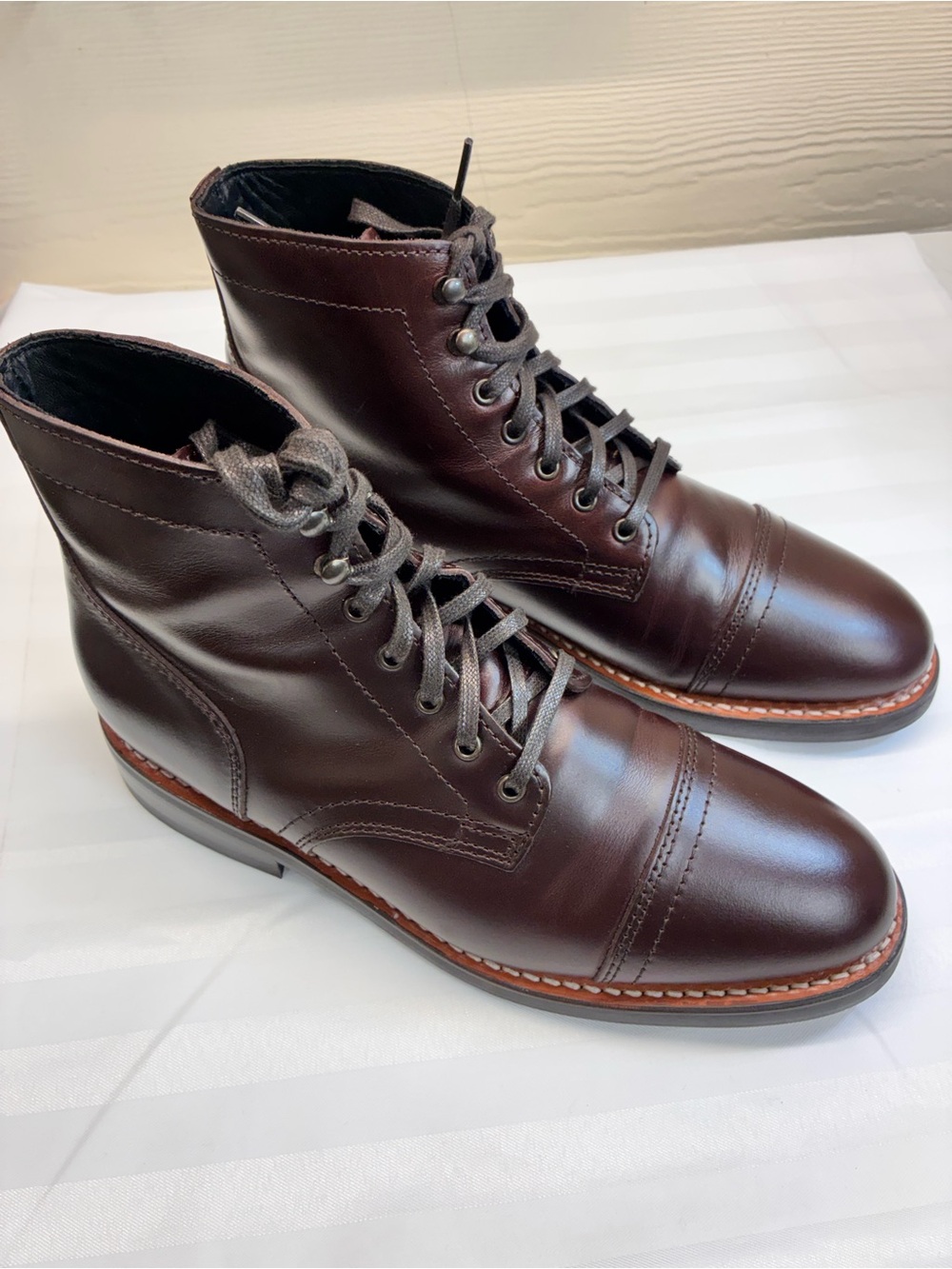Thursday Boot Company (Captain) Men's Cap-Toe Lace-Up Boots - in Burgundy